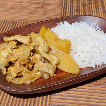 2. Tiras de lomo al curry con manzanas  arroz basmati | Platos fuera de temporada
